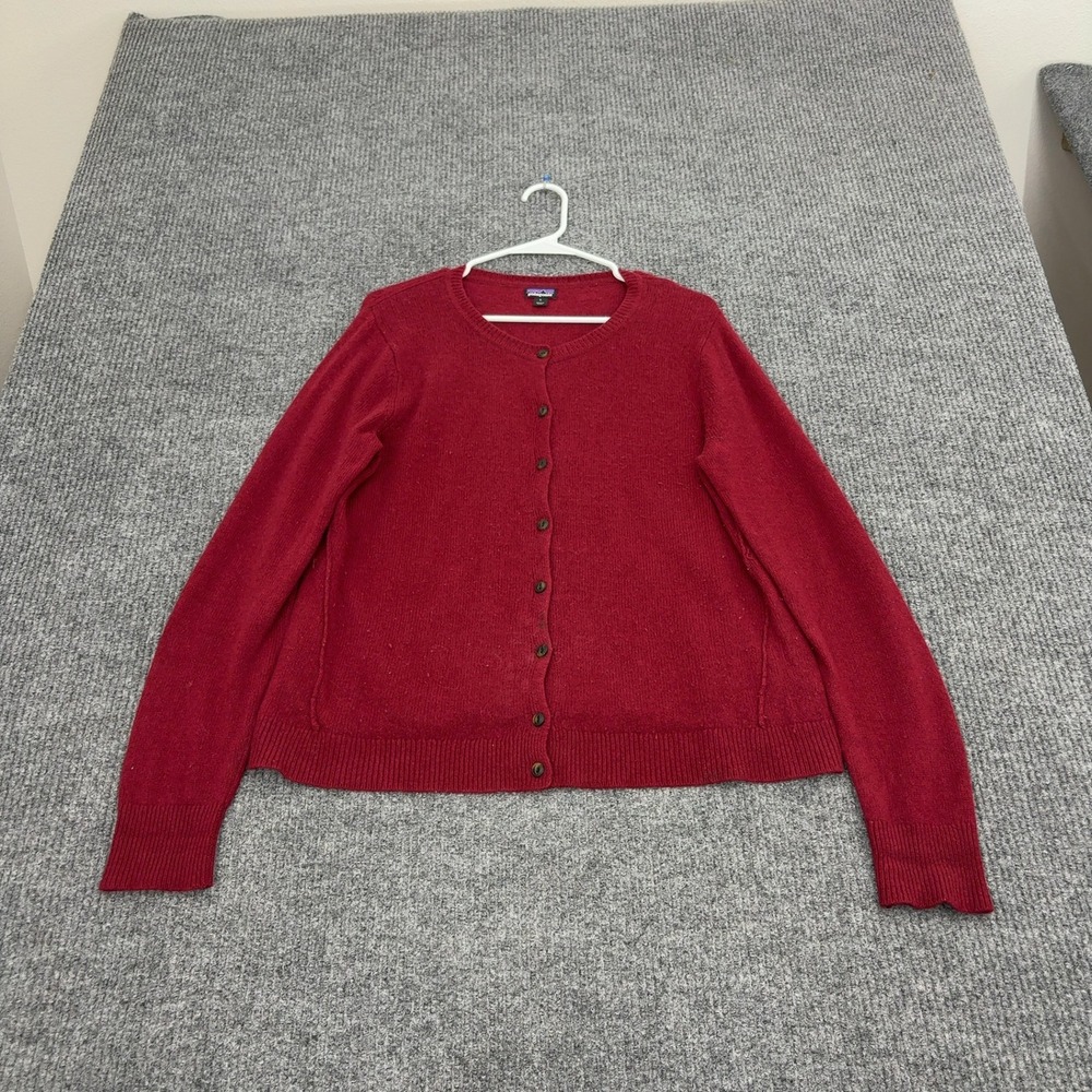 Patagonia Cardigan Sweater Womens L Red Recycled‎ Cashmere Button Up Gorpcore